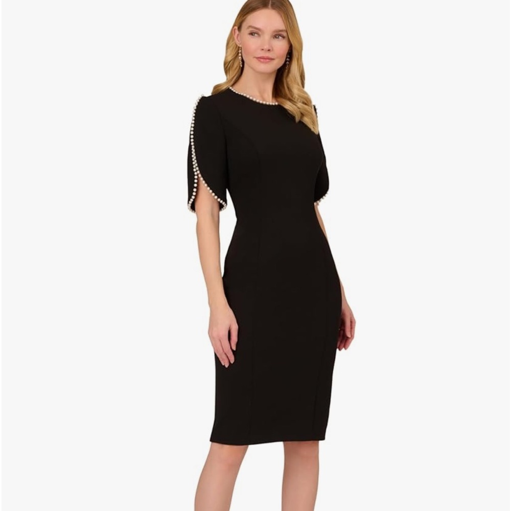 Adrianna Papell Women's Knit Crepe Pearl Midi Dress